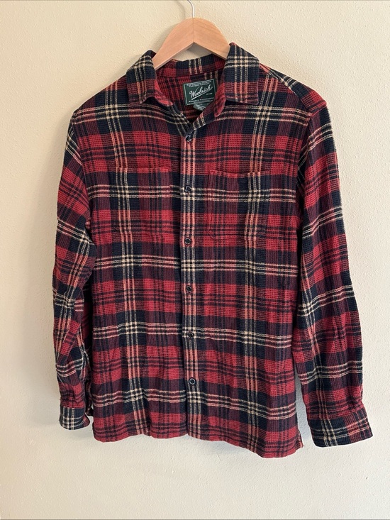 Woolrich Other - Woolrich Mens Small Long Sleeve Plaid Waffle Knit Button Down Fall Top Shirt